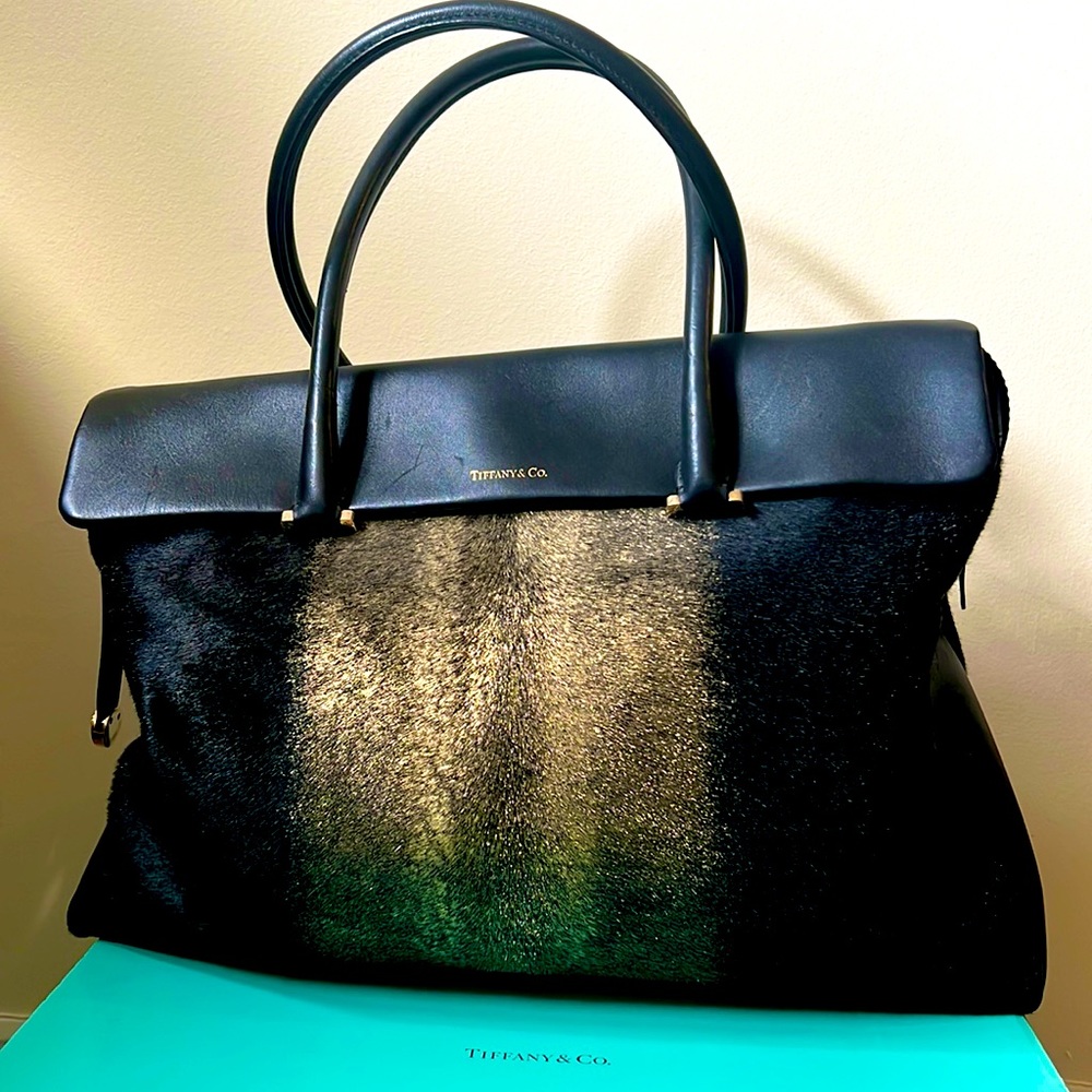 Tiffany black and gold hand bag